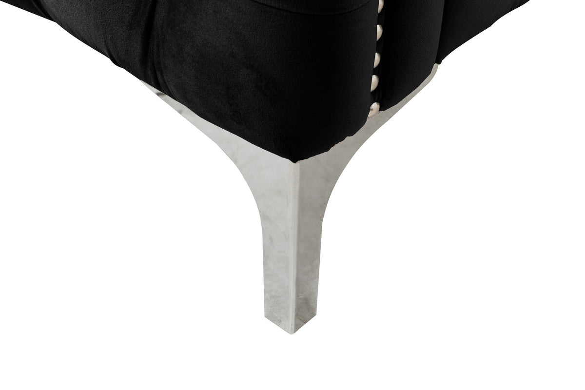 Lilola Home Bayberry Black Velvet Sofa Loveseat Chair Living Room Set