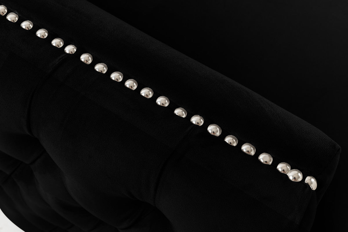 Lilola Home Bayberry Black Velvet Chair with 1 Pillow