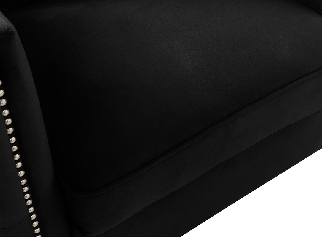 Lilola Home Bayberry Black Velvet Loveseat with 2 Pillows