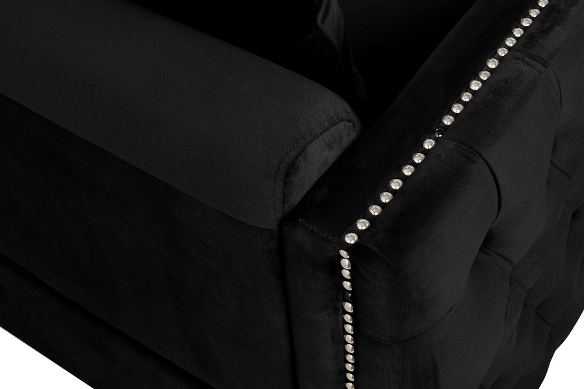 Lilola Home Bayberry Black Velvet Chair with 1 Pillow