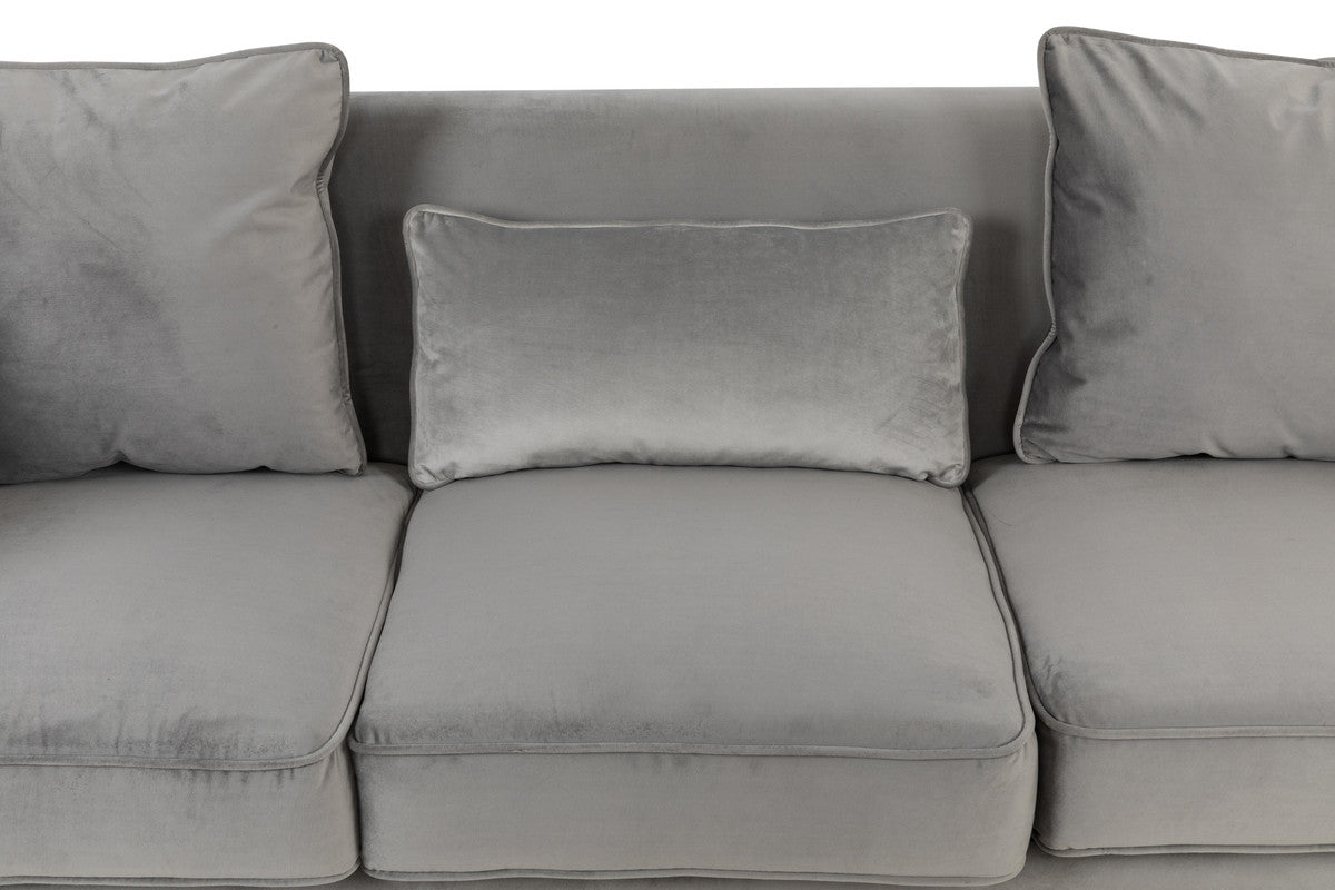 Lilola Home Bayberry Gray Velvet Sofa Loveseat Living Room Set