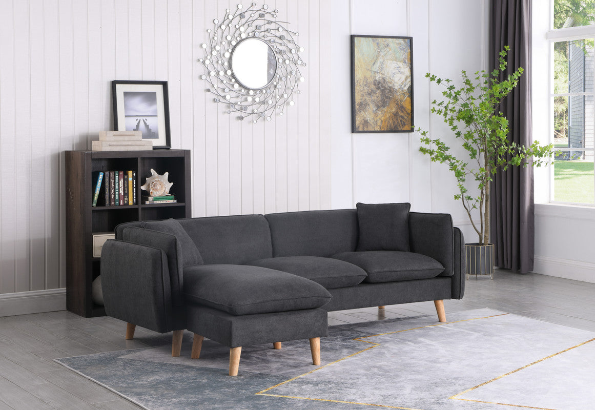 Lilola Home Brayden Dark Gray Fabric Sectional Sofa Chaise