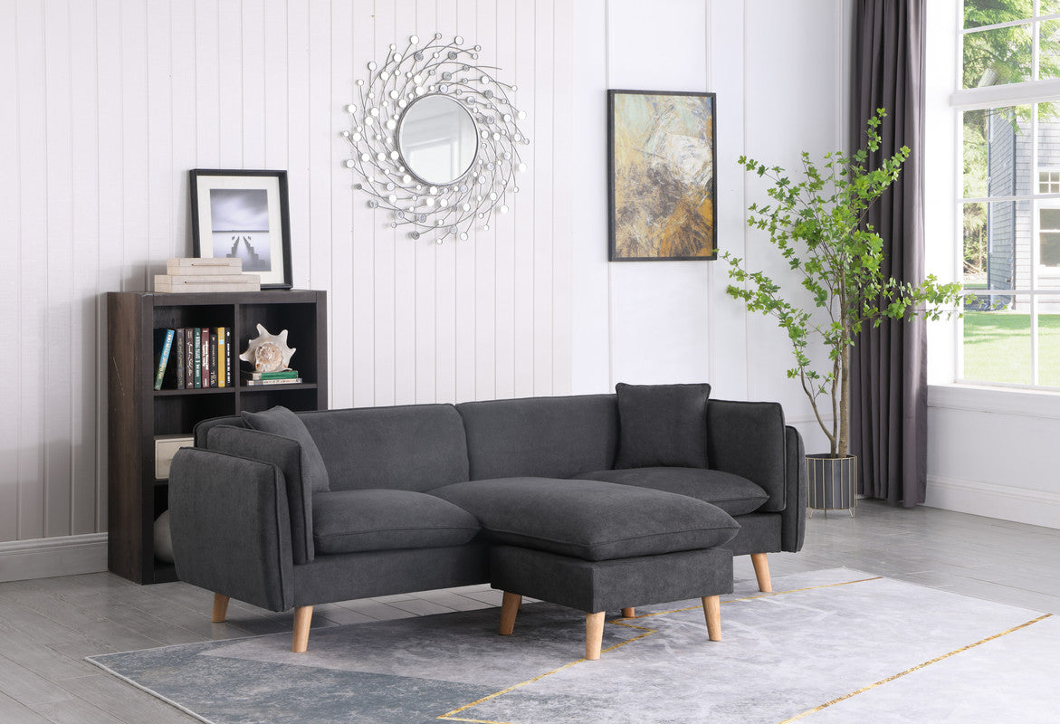 Lilola Home Brayden Dark Gray Fabric Sectional Sofa Chaise