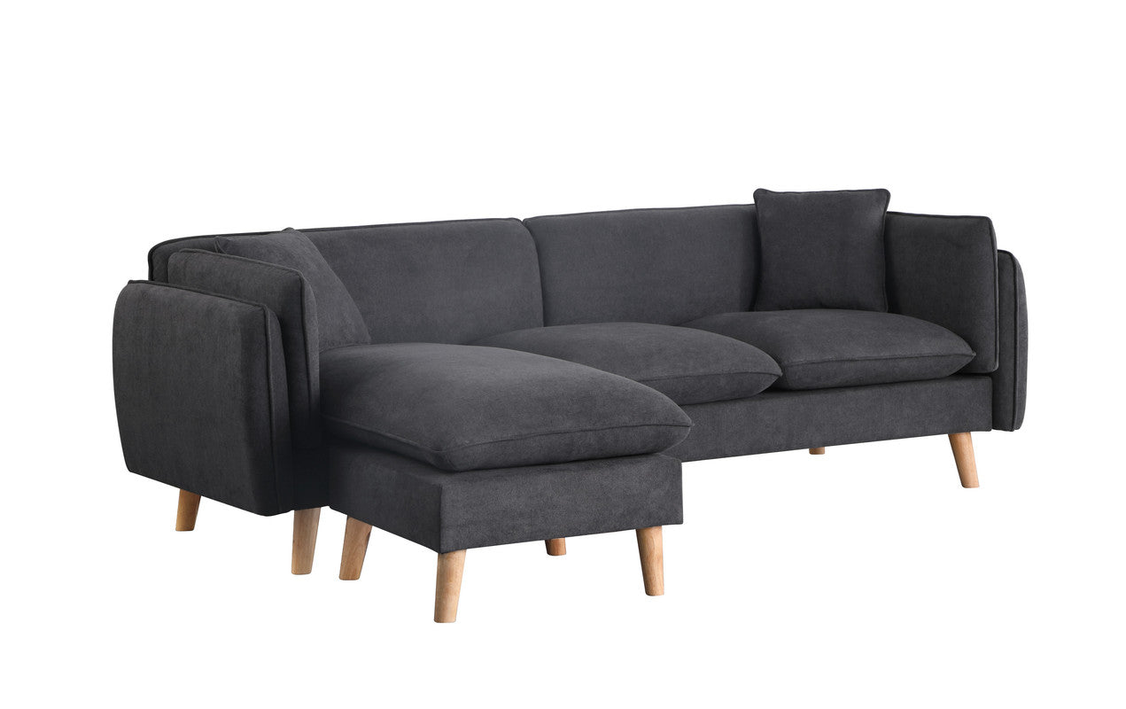 Lilola Home Brayden Dark Gray Fabric Sectional Sofa Chaise