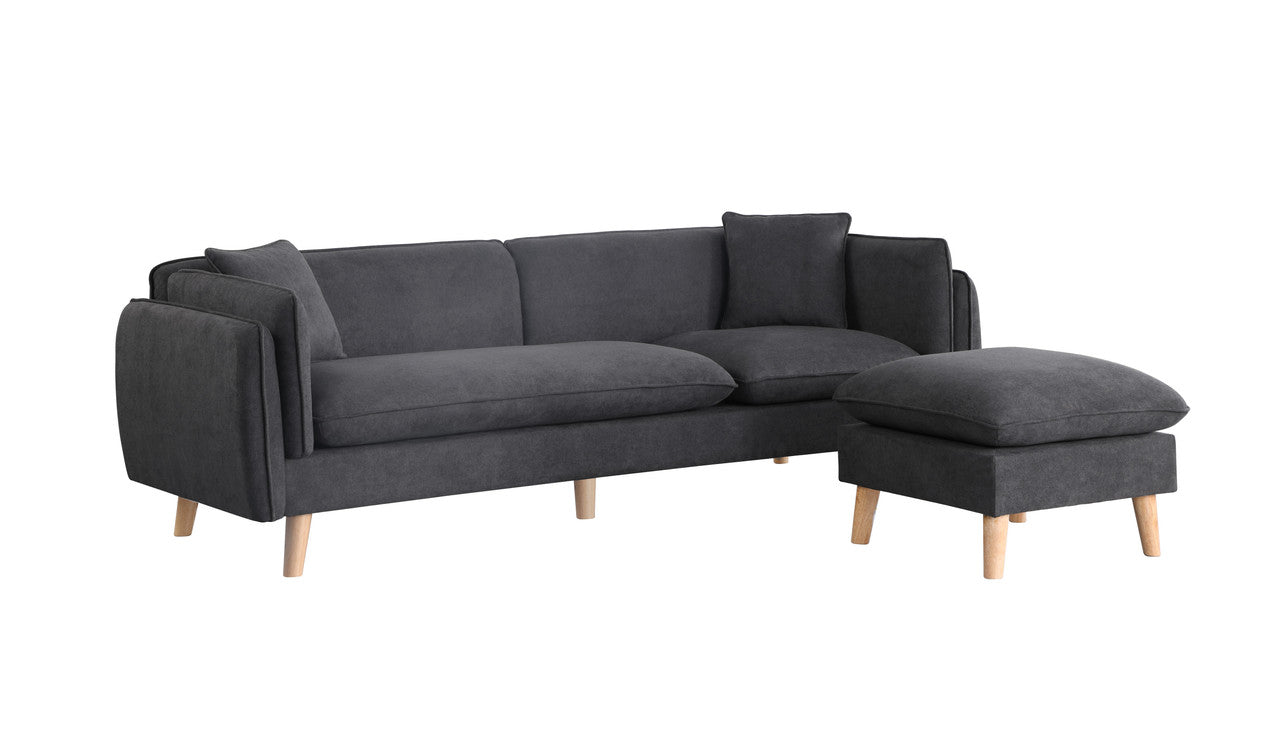 Lilola Home Brayden Dark Gray Fabric Sectional Sofa Chaise