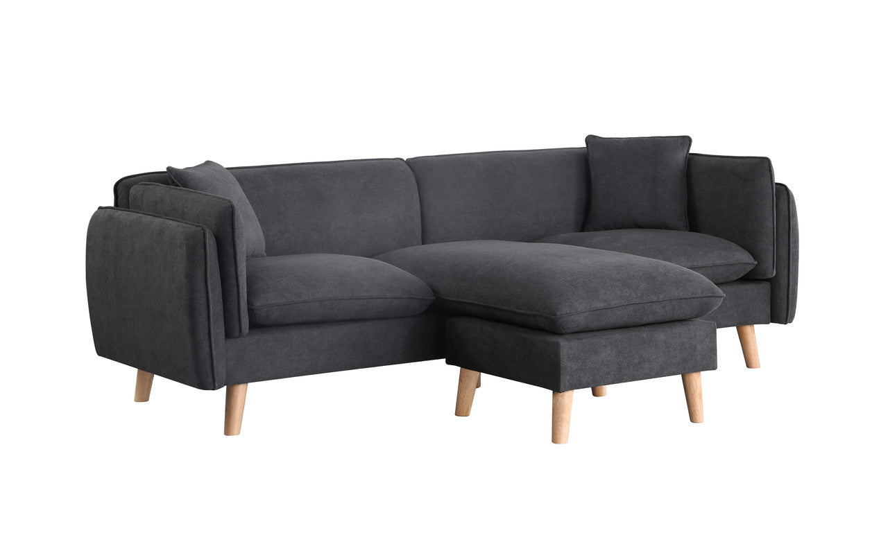 Lilola Home Brayden Dark Gray Fabric Sectional Sofa Chaise