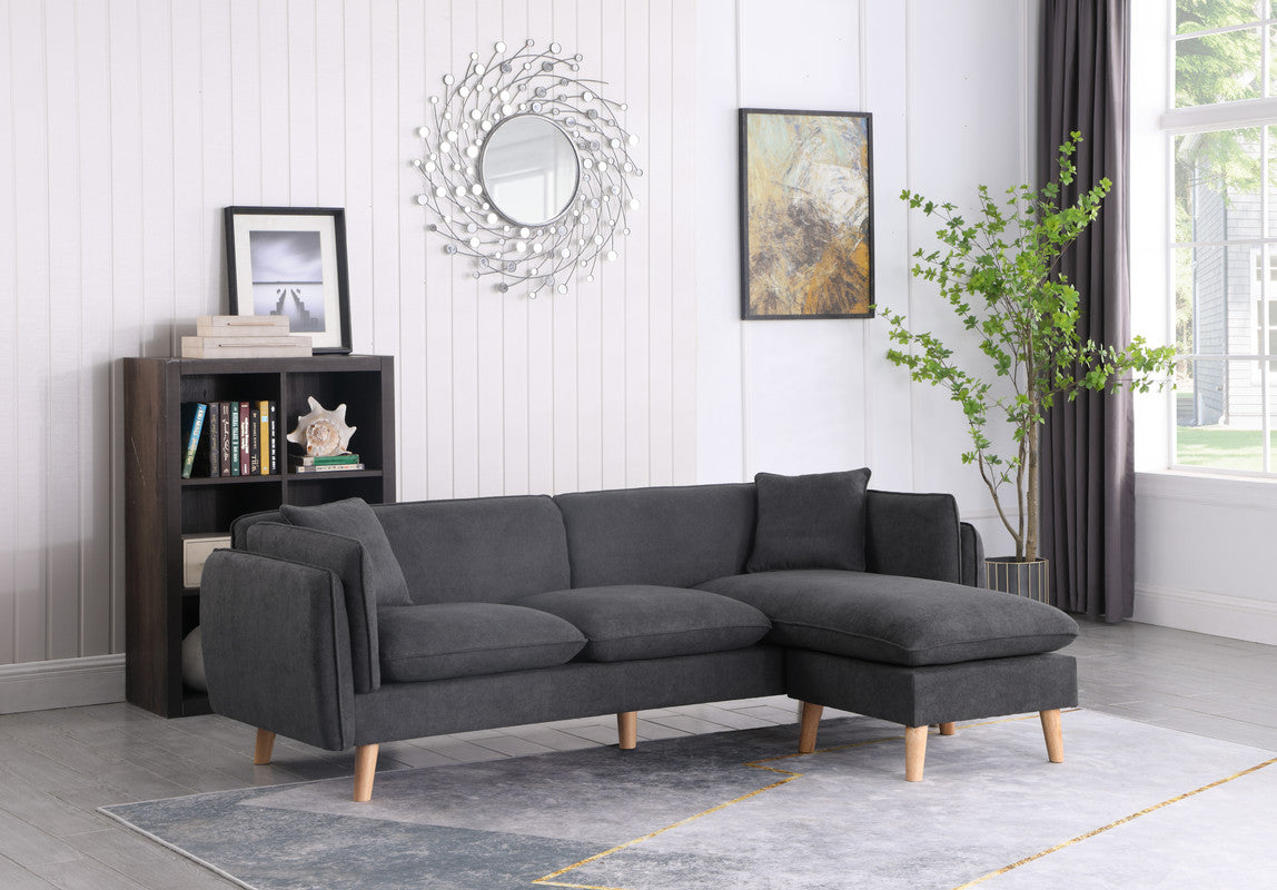 Lilola Home Brayden Dark Gray Fabric Sectional Sofa Chaise