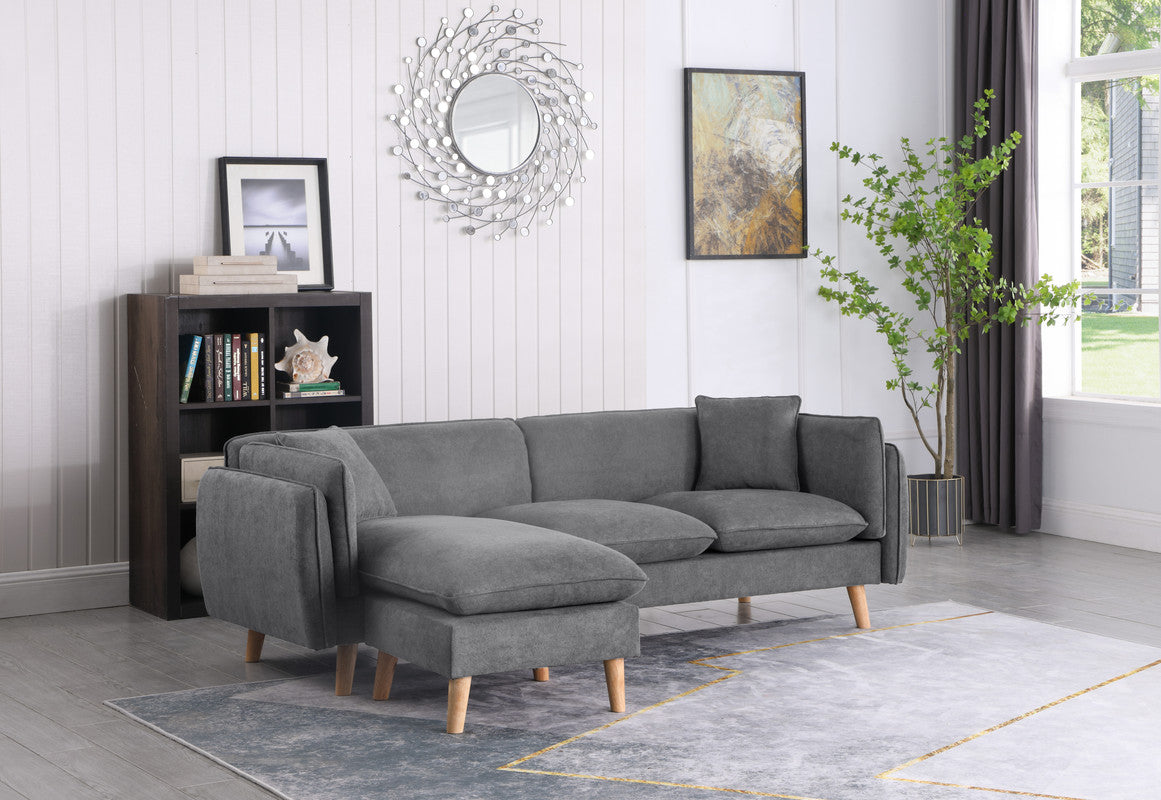 Lilola Home Brayden Light Gray Fabric Sectional Sofa Chaise