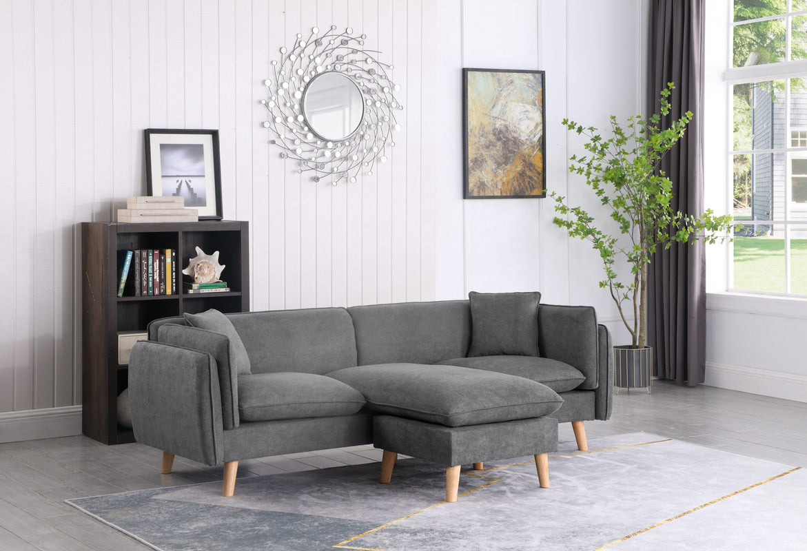 Lilola Home Brayden Light Gray Fabric Sectional Sofa Chaise