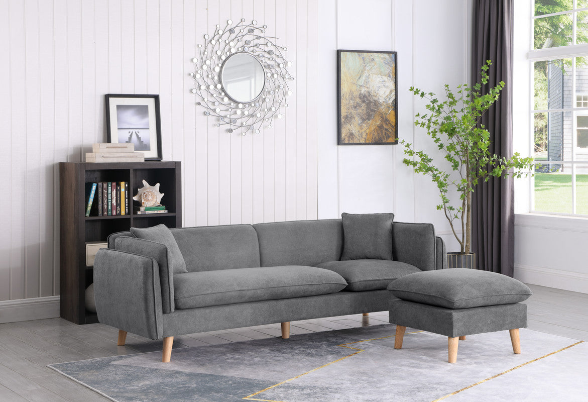 Lilola Home Brayden Light Gray Fabric Sectional Sofa Chaise