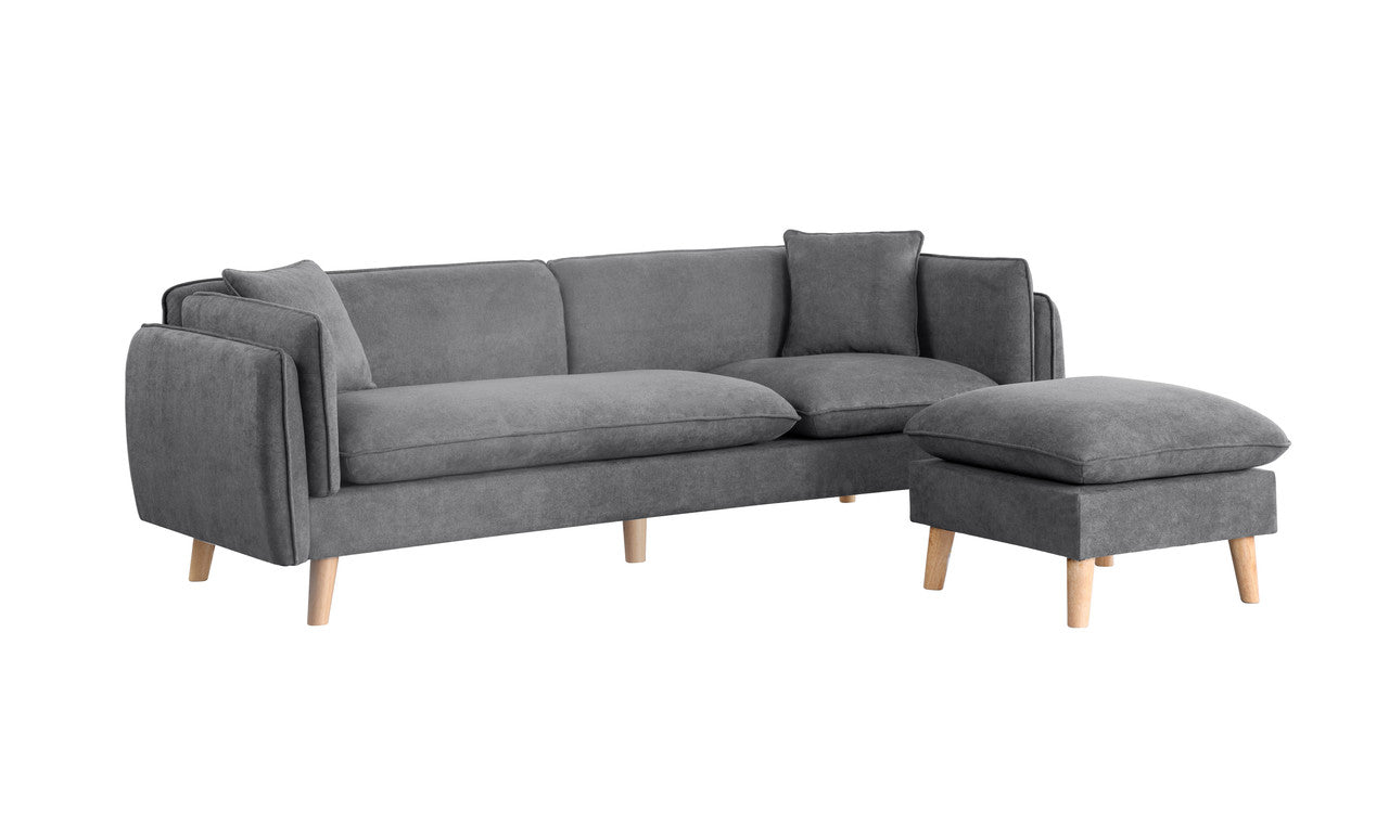 Lilola Home Brayden Light Gray Fabric Sectional Sofa Chaise