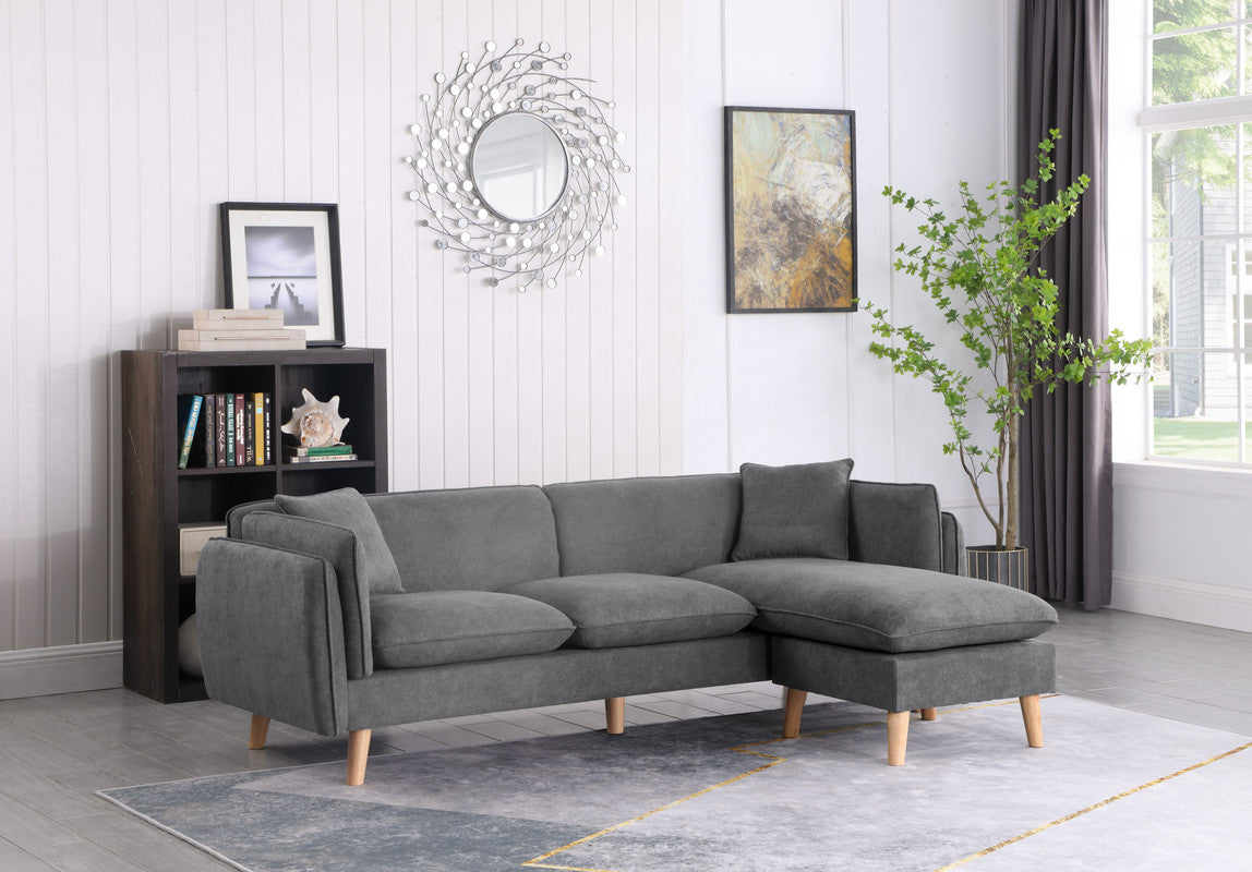 Lilola Home Brayden Light Gray Fabric Sectional Sofa Chaise