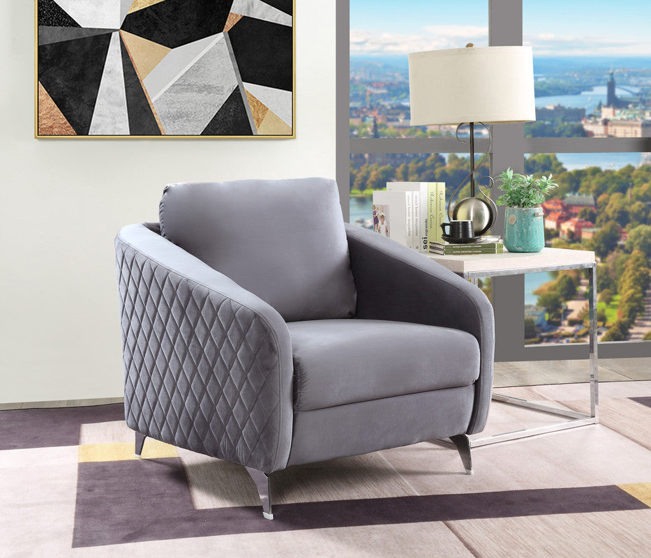 Lilola Home Sofia Gray Velvet Modern Chic Accent Armchair