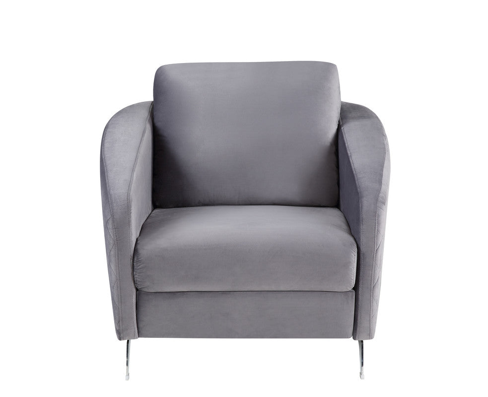 Lilola Home Sofia Gray Velvet Modern Chic Accent Armchair