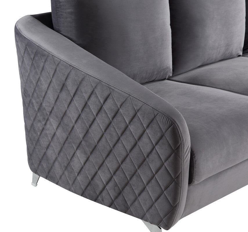 Lilola Home Sofia Gray Velvet Modern Chic Loveseat Couch