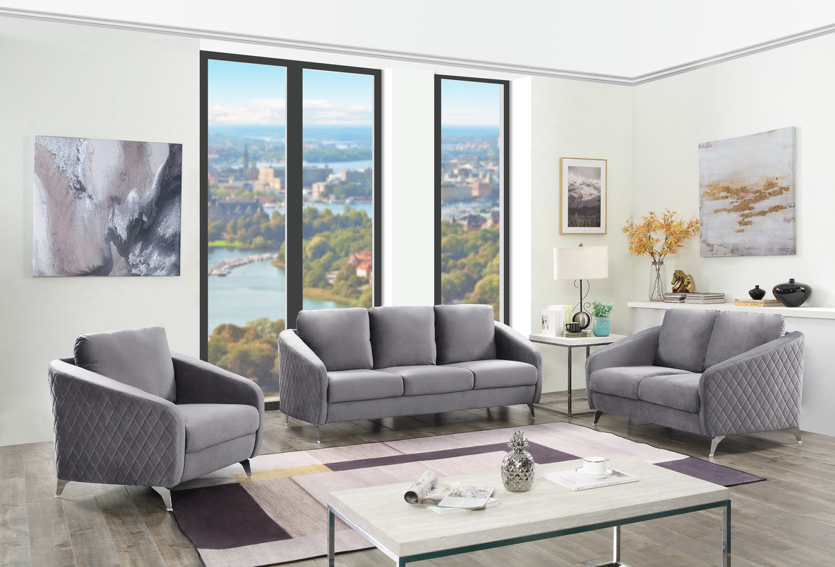 Lilola Home Sofia Gray Velvet Modern Chic Loveseat Couch