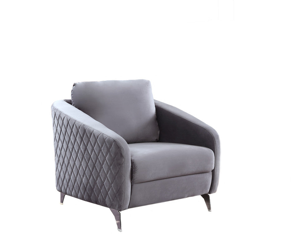 Lilola Home Sofia Gray Velvet Modern Chic Accent Armchair