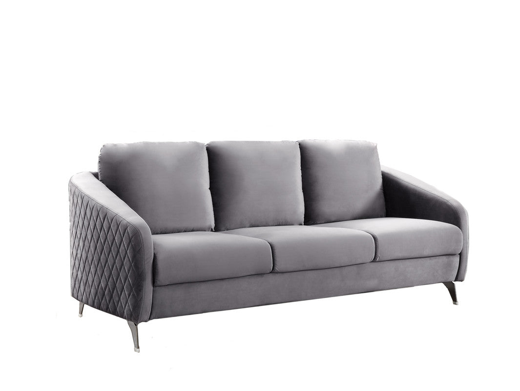 Lilola Home Sofia Gray Velvet Modern Chic Sofa Couch