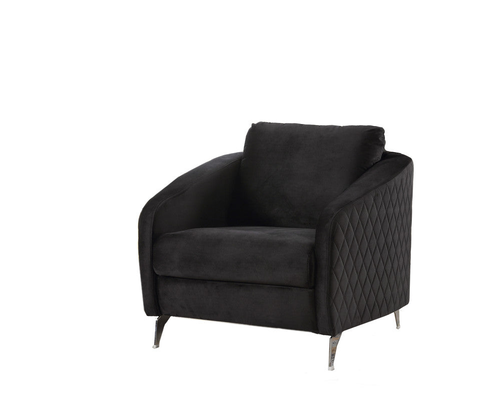 Lilola Home Sofia Black Velvet Modern Chic Accent Armchair