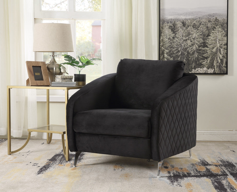 Lilola Home Sofia Black Velvet Modern Chic Accent Armchair