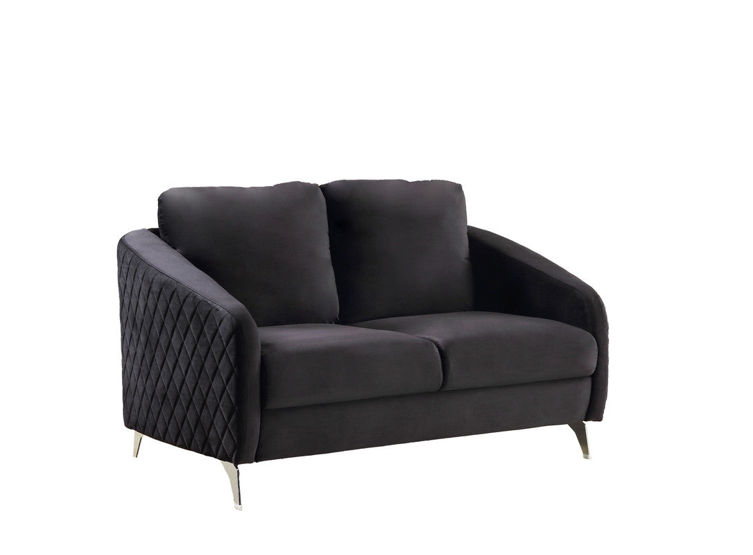 Lilola Home Sofia Black Velvet Modern Chic Loveseat Couch