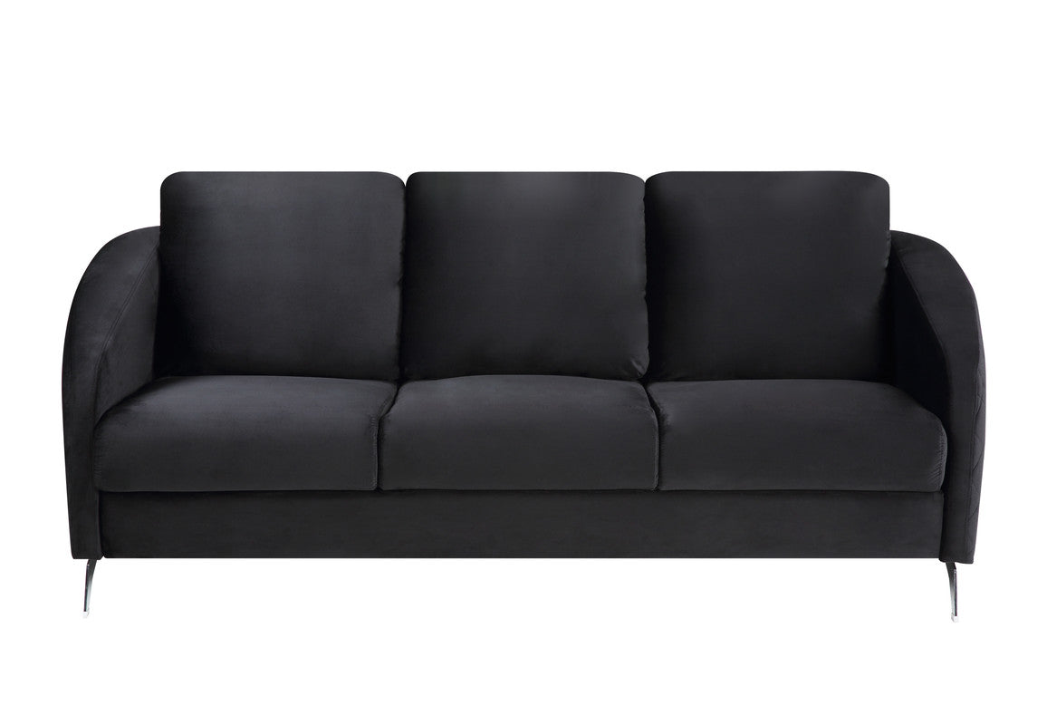 Lilola Home Sofia Black Velvet Modern Chic Sofa Couch