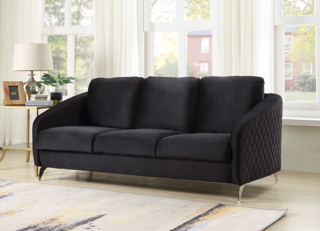 Lilola Home Sofia Black Velvet Modern Chic Sofa Couch