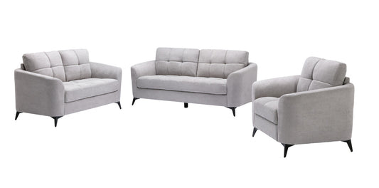 Lilola Home Callie Light Gray Velvet Fabric Sofa Loveseat Chair Living Room Set