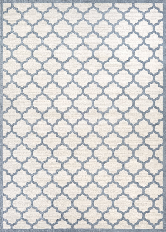 Couristan Marina Garden Gate Oyster-Slate Blue Rug 5'3" x 7'6"