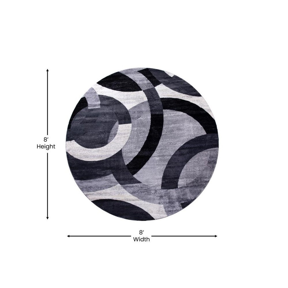 8x8 RD Black/Gray Area Rug