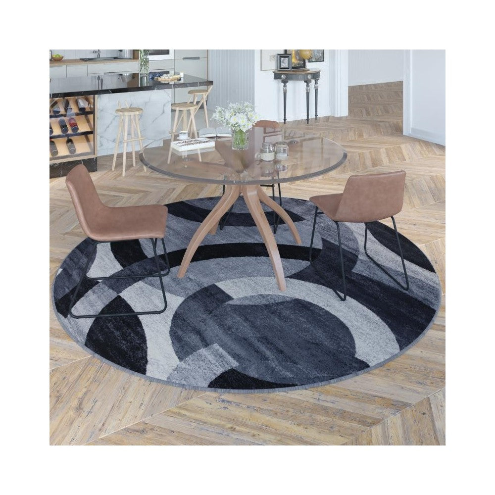 8x8 RD Black/Gray Area Rug
