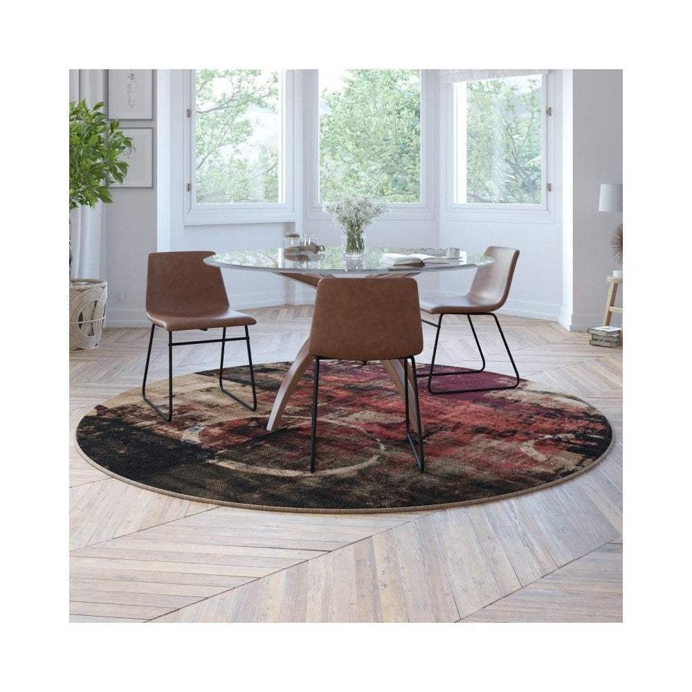 8x8 Round Abstract Area Rug