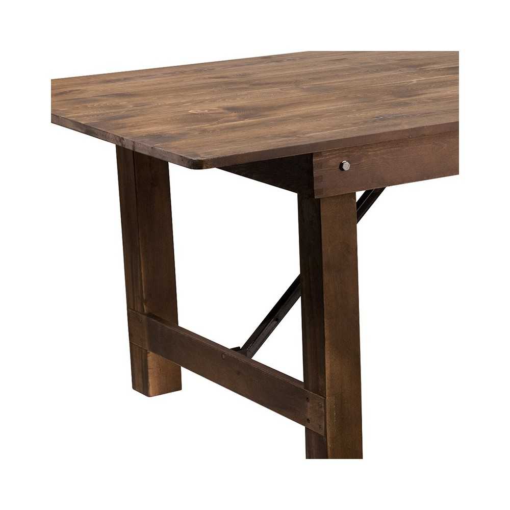 9' x 40" Rectangular Antique Rustic Solid Pine Folding Farm Table