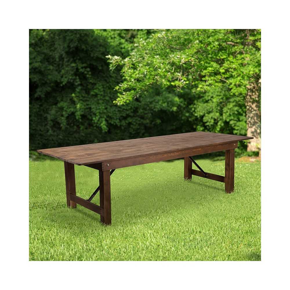 9' x 40" Rectangular Antique Rustic Solid Pine Folding Farm Table