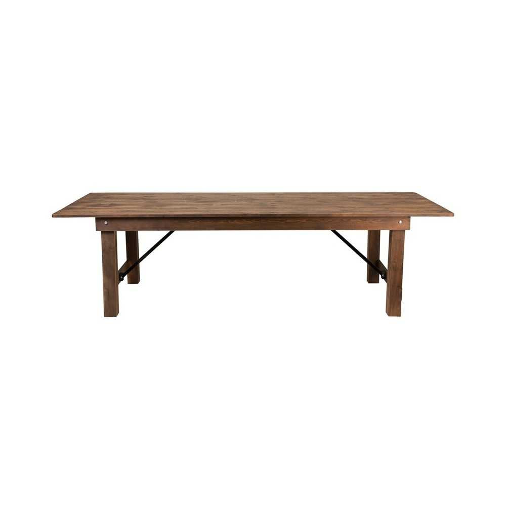 9' x 40" Rectangular Antique Rustic Solid Pine Folding Farm Table