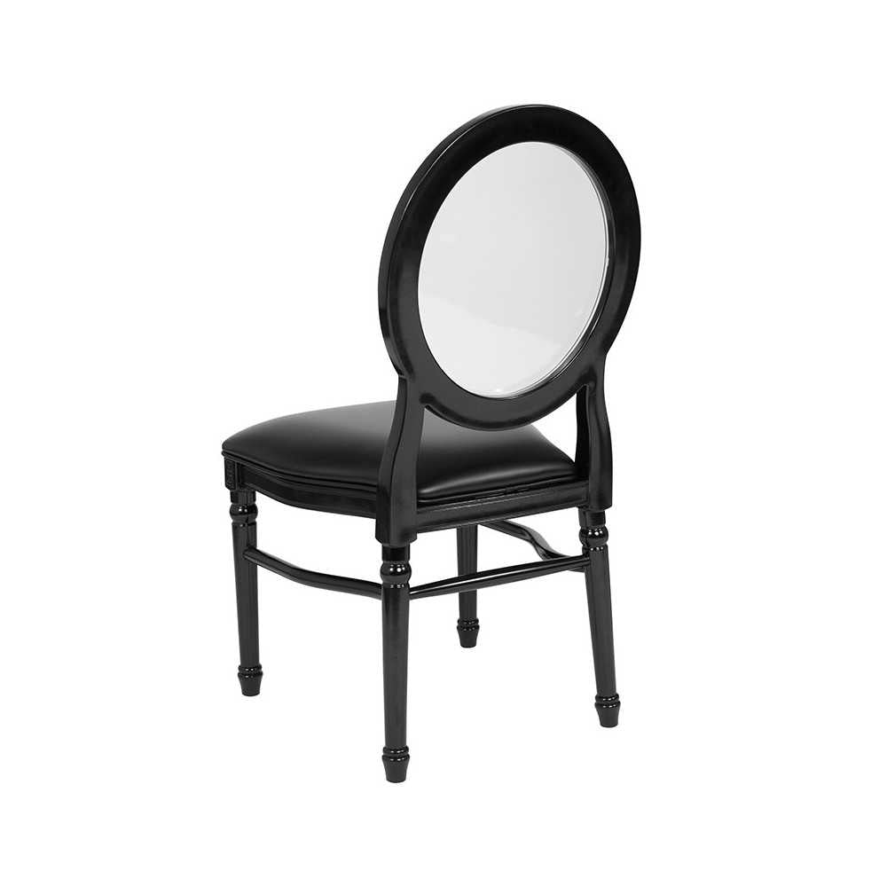 900 lb. Capacity King Louis Chair with Transparent Back, Black Vinyl Seat and Black Frame
