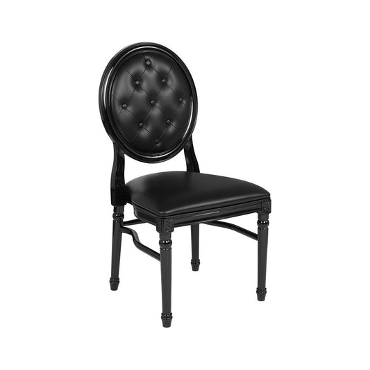 900 lb. Capacity King Louis Chair with Tufted Back, Black Vinyl Seat and Black Frame