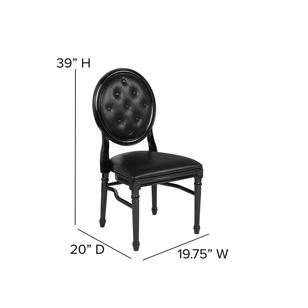 900 lb. Capacity King Louis Chair with Tufted Back, Black Vinyl Seat and Black Frame
