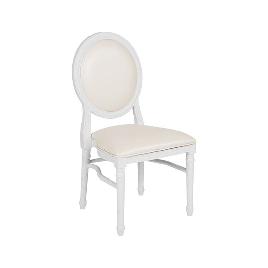 900 lb. Capacity King Louis Chair with White Vinyl Back and Seat and White Frame
