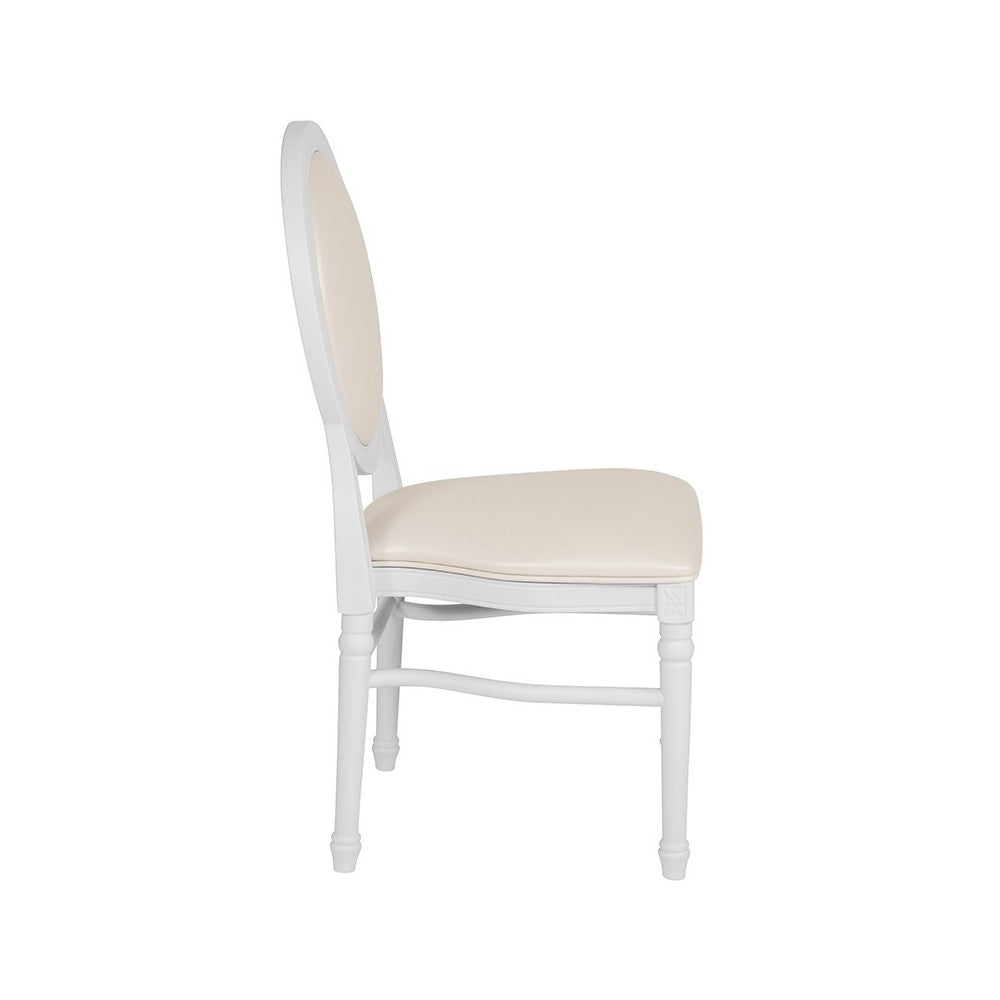 900 lb. Capacity King Louis Chair with White Vinyl Back and Seat and White Frame