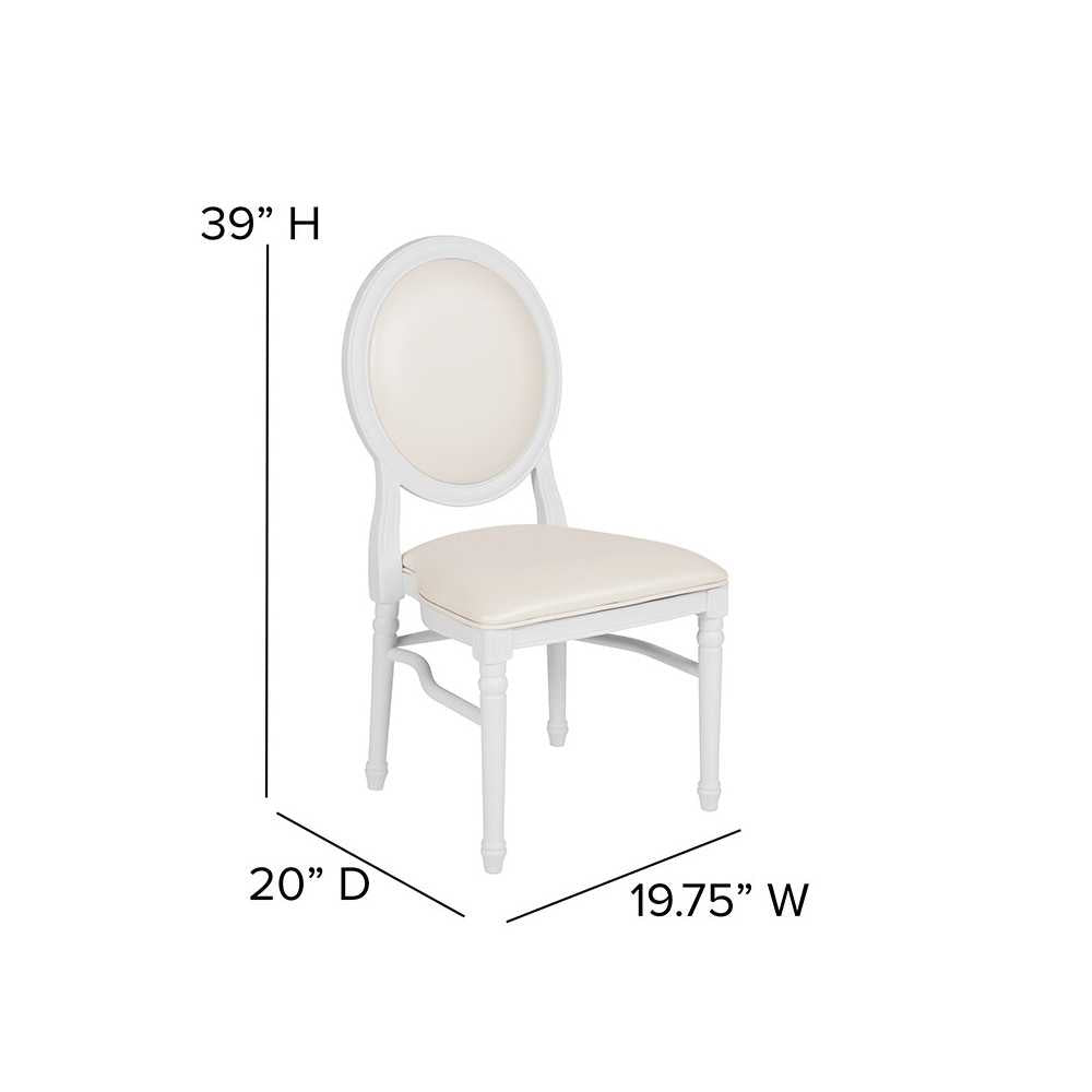 900 lb. Capacity King Louis Chair with White Vinyl Back and Seat and White Frame