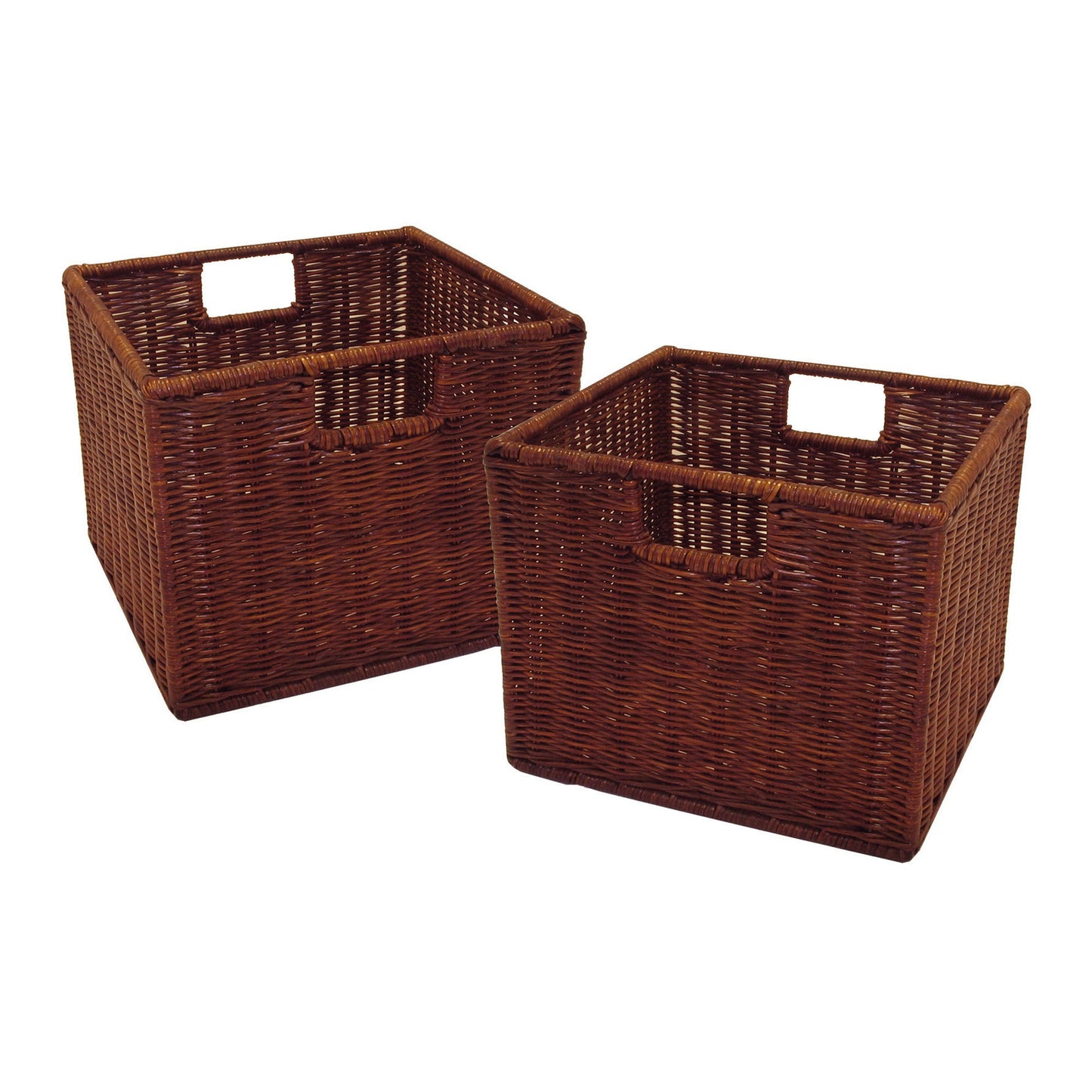 Leo 2-Pc Wicker Basket Set, Small, Walnut Rattan