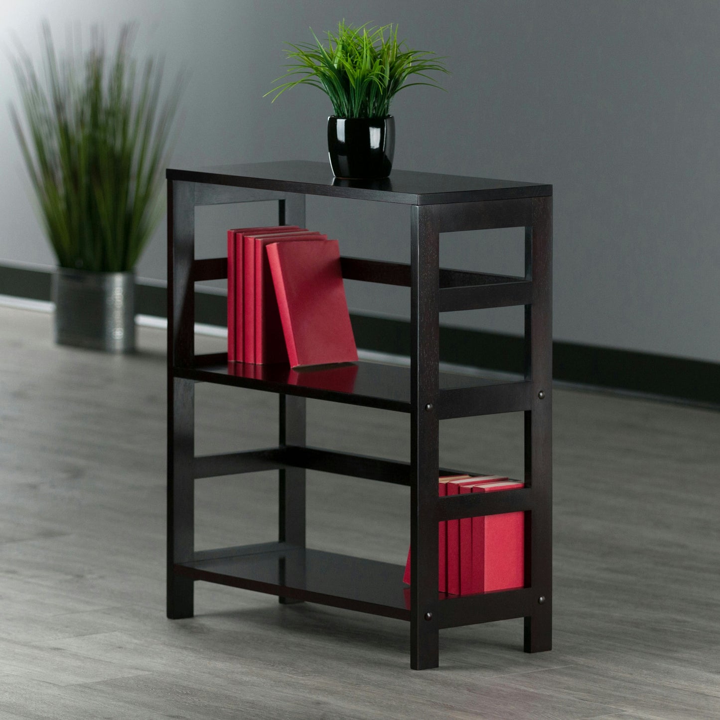 Leo Wide 2-Tier Storage Shelf, Espresso