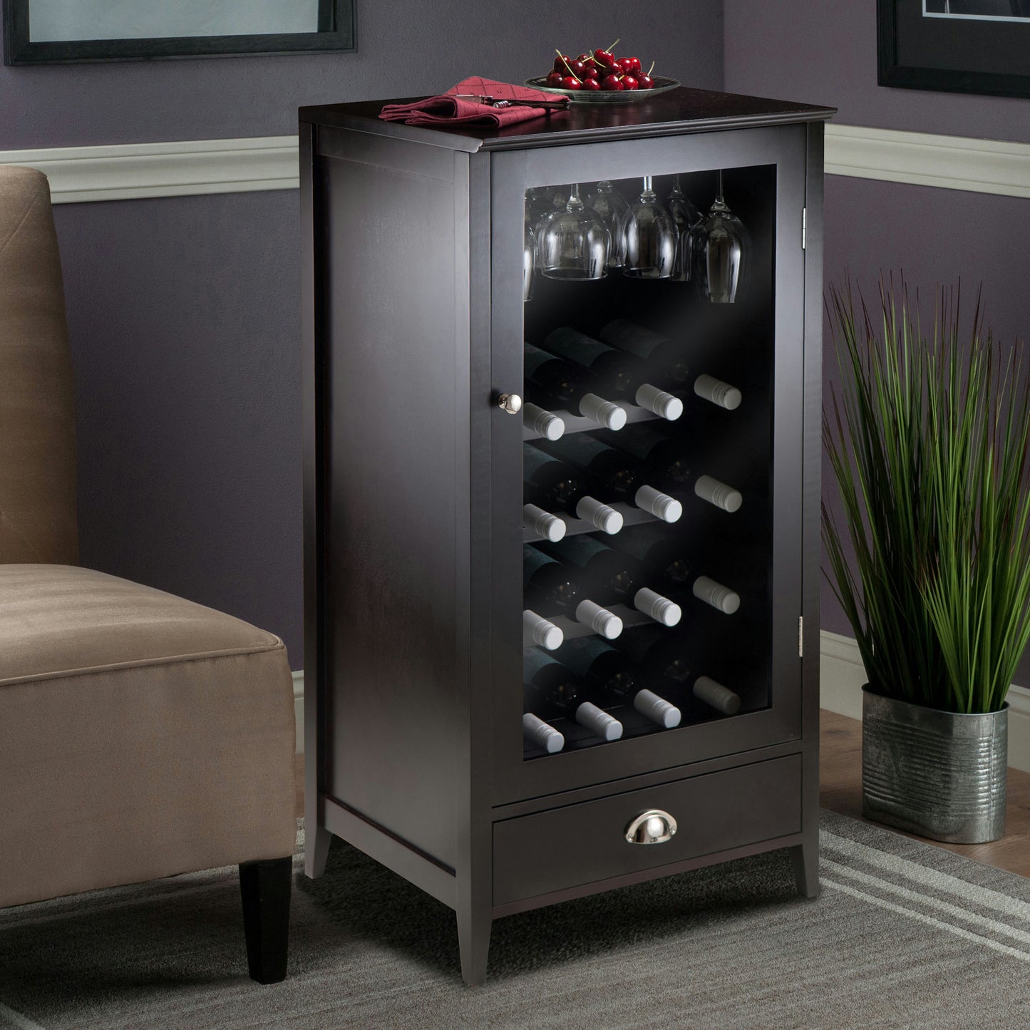 Bordeaux 20-Bottle Wine Cabinet, Espesso