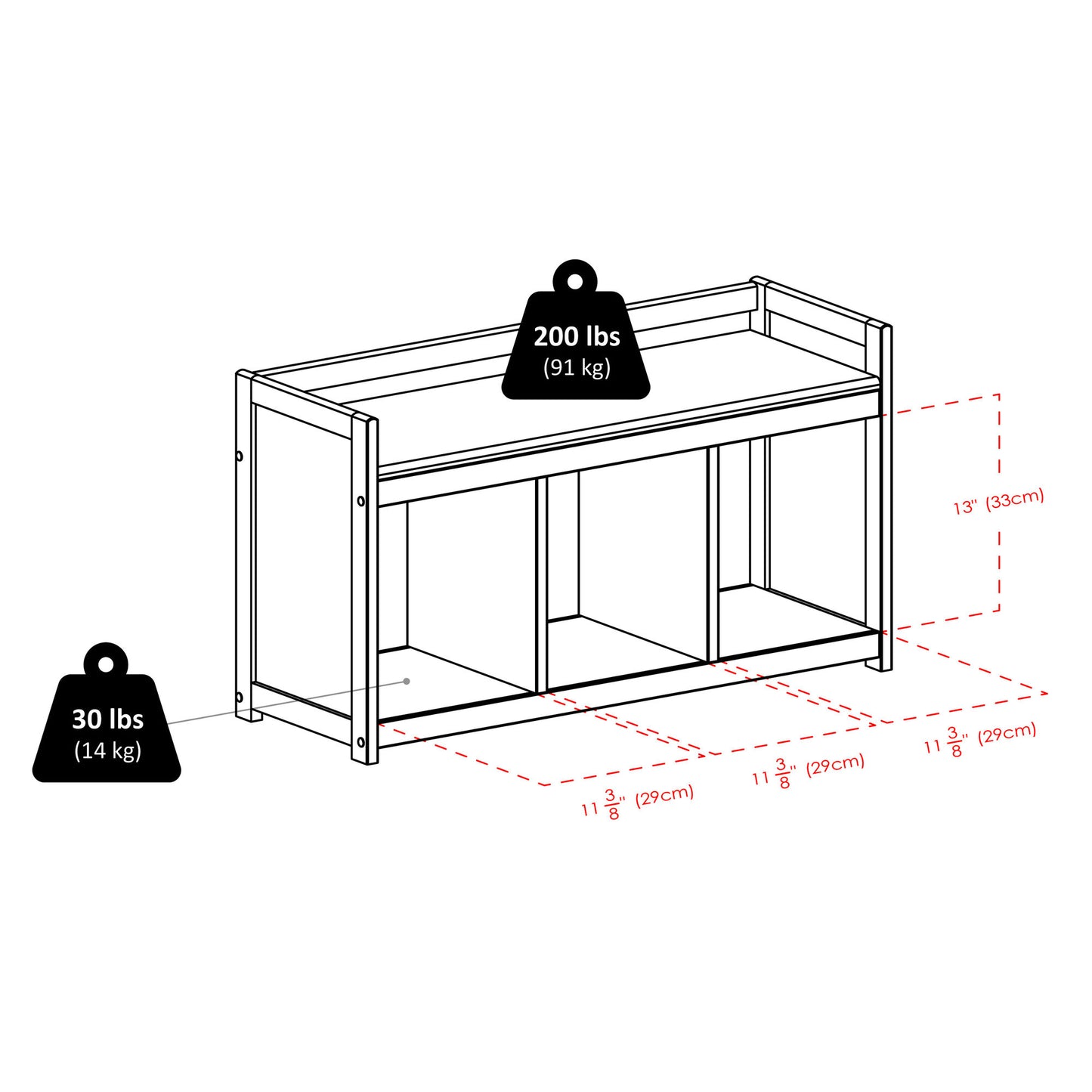Addison 4-Pc Storage Bench with 3 Foldable Woven Baskets, Espresso and Chocolate