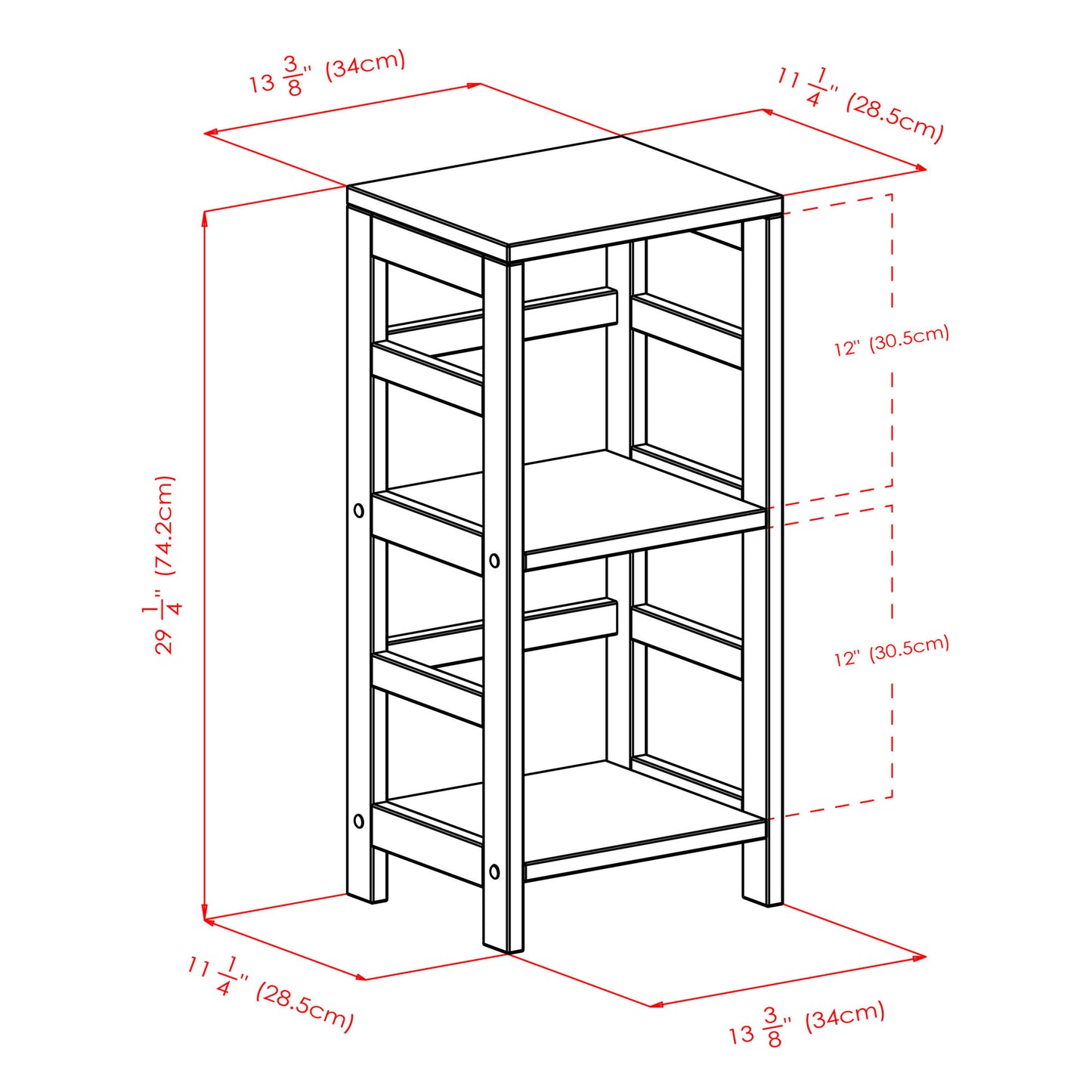 Leo 3-Pc Storage Shelf with 2 Wicker Baskets, Espresso and Walnut