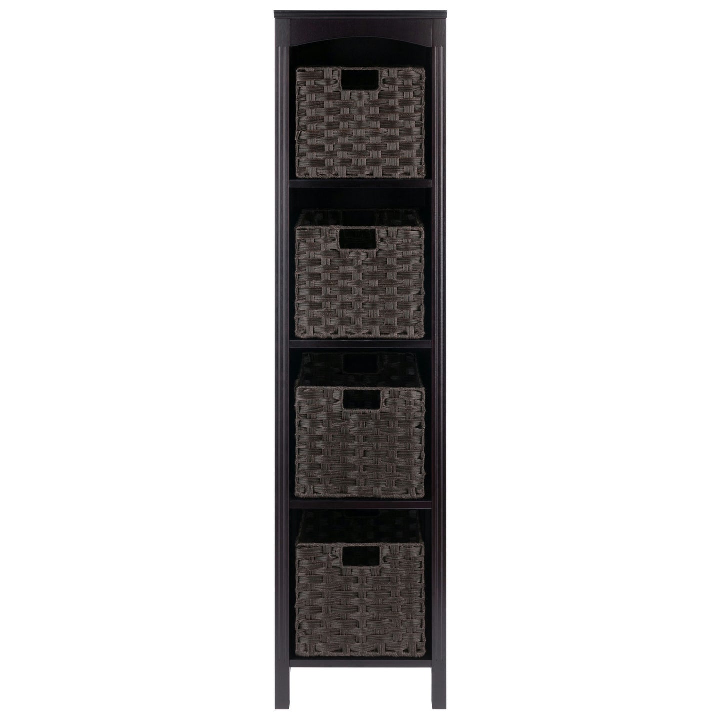 Terrace 5-Pc Storage Shelf with 4 Foldable Woven Baskets, Espresso and Chocolate