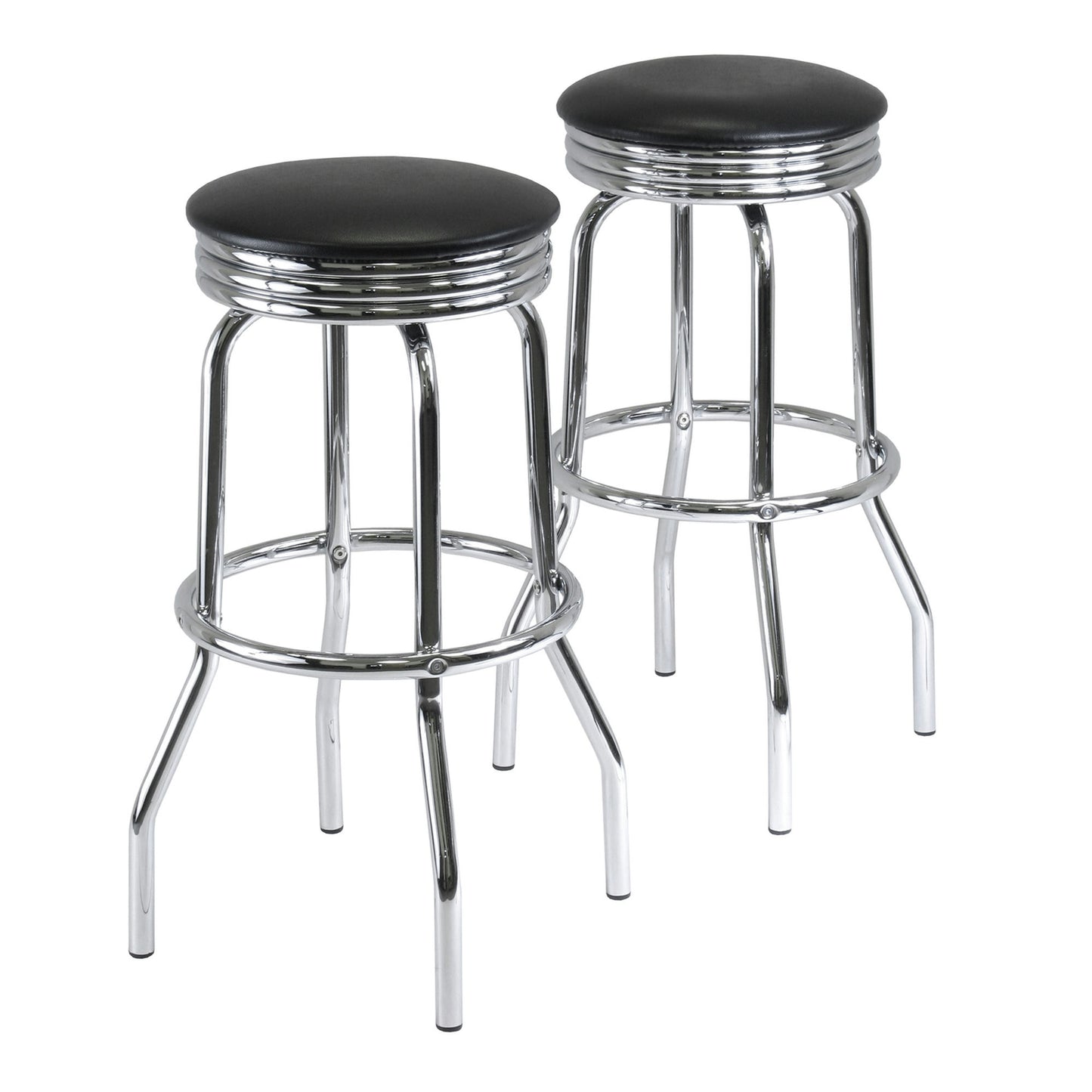 Summit 2-Pc Swivel Seat Stool Set, Black and Chrome