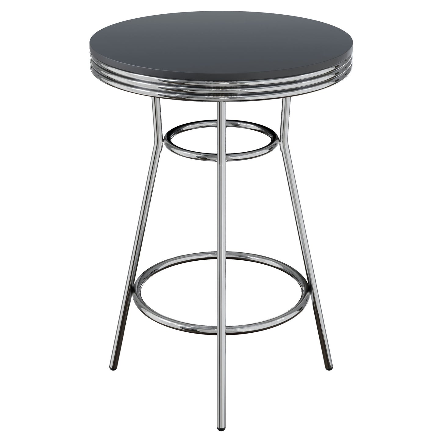 Summit Round High Table, Black and Chrome