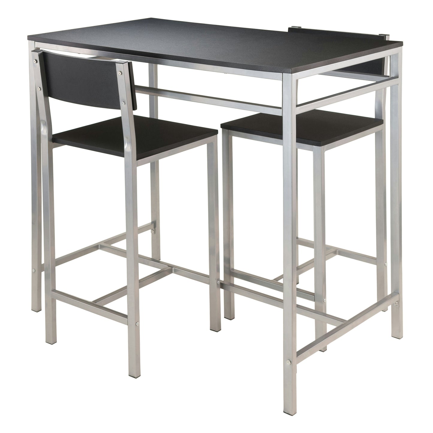 Hanley 3-Pc Kitchen Table with Counter Stools, Black and Steel